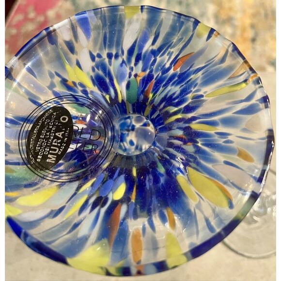 Murano Style Swirled Art Glass Candle Holders, Made in Italy, Set of 2 - Picture 9 of 14